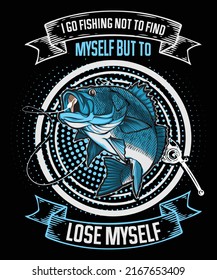 Creative fishing t shirt design print for print on demand