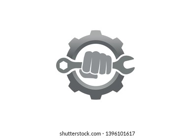 Creative Fist Mechanic Wrench Gear Logo