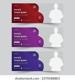 Creative fitness face book cover. Digital and corporate fitness face book cover. professional fitness face book cover.