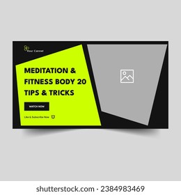 Creative fitness gym training youtube thumbnail design and meditation banner gym agency video thumbnail