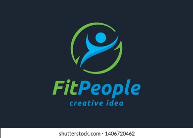 Creative Fitness People Logo Design Template