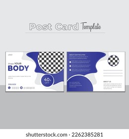 Creative Fitness Post Card Design Template, Postcard Template, Vector Template, Professional Business Postcard , Event Card layout, Invitation card, Direct Mail EDDM template. Gym postcard design. 