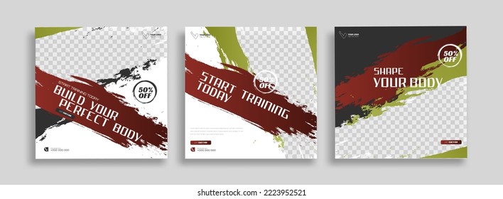 Creative Fitness sosial media post template easy use vector