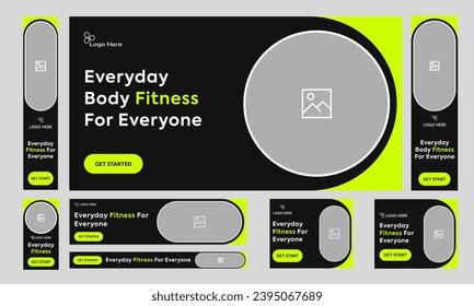 Creative fitness web set banner design, exercise web banner design, fully customizable vector eps 10 file format