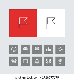 Creative Flag Line Icon mit Bonus Icons. 