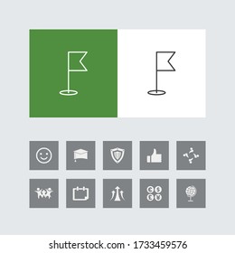 Creative Flag Line Icon with Bonus Icons. 