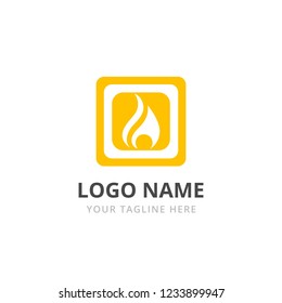 Creative Flame Concept Logo Design Template. Fireplace vector icon.