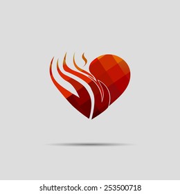 The creative flaming heart, may be used for logo or brochure/card design