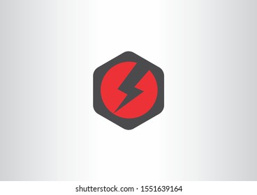 Creative Flash thunderbolt lightning icon logo and symbols with hexagon concept design