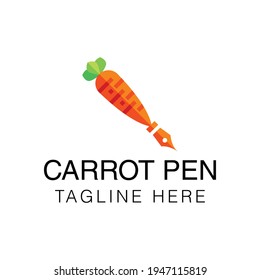 Creative flat carrot pen Logo design template.