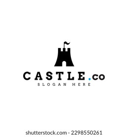 creative flat castle icon logo design vector concept with modern, elegant and clean styles. silhouette castle logo business vector design template isolated on white