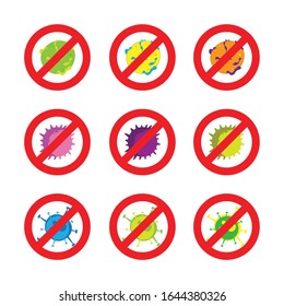 Colección creativa y plana sin icono de virus y símbolo, vector