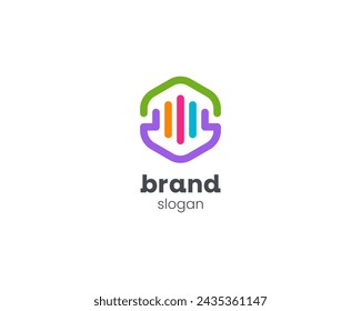 Creative flat colorful chart logo