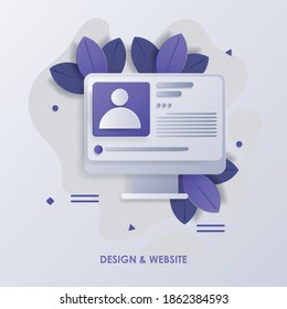 Creative flat design "Design and Website". Vector illustration for website banner, marketing materials, business presentation, online advertising