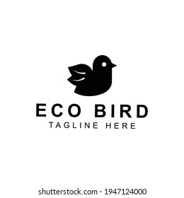 Plantilla de diseño de logotipo para eco-ave plana creativa
