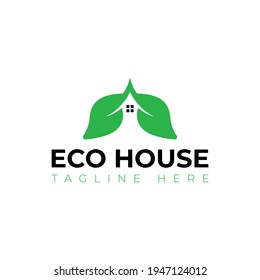 Creative flat eco house Logo design template