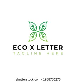 Creative flat Eco X Letter Logo design template
