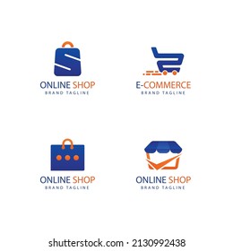 Creative flat e-commerce logo design set vector