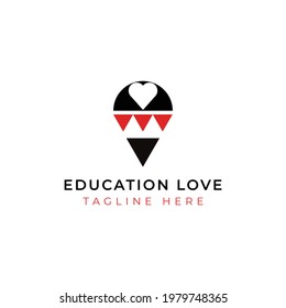 Creative flat education love Logo design template