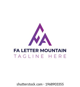 Creative flat FA Letter Mountain Logo design template