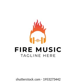 Creative flat fire music Logo design template