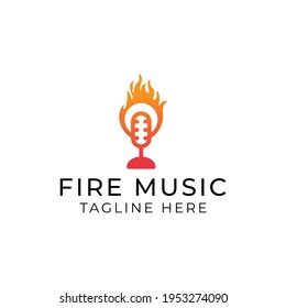 Design-Vorlage für kreatives Flachfeuermusik-Logo