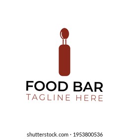 Creative flat food bar Logo design template