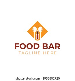 Creative flat food bar Logo design template