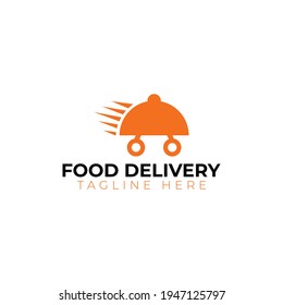 Creative flat food delivery Logo design template