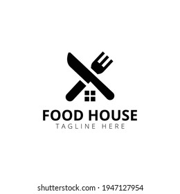 Creative flat food house Logo design template