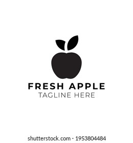 Plantilla de diseño de logotipo de manzana fresca y plana creativa