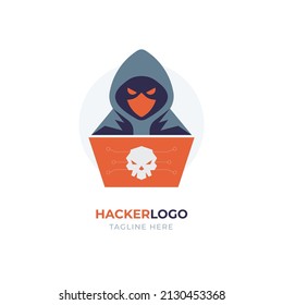 Creative flat hacker logo design vector