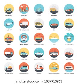 
Creative Flat Icons of Transportation
