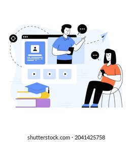 Creative flat illustration of online courses 