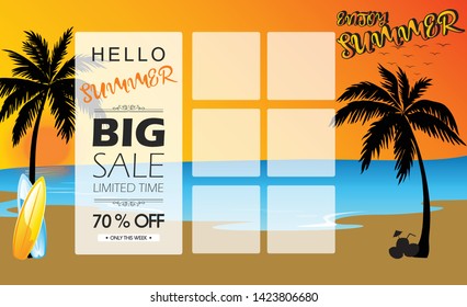 Creative flat layout for summer shopping