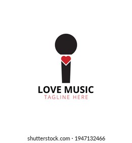 Creative flat love music Logo design template