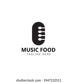 Creative flat music food Logo design template