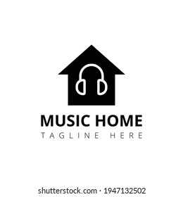 Plantilla de diseño de logotipos de música plana