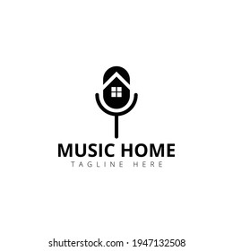 Creative flat music home Logo design template