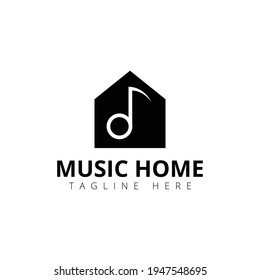 Creative flat music home Logo design template