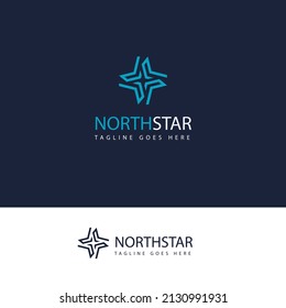Creative flat north star logo design vector