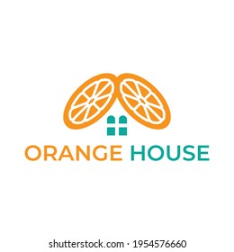 Creative flat orange house Logo design template