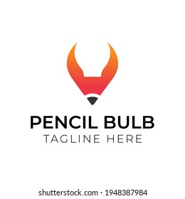 Creative flat pencil bulb Logo design template