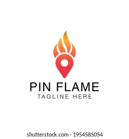 Creative flat pin flame Logo design template