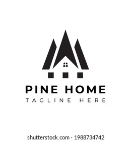 Plantilla de diseño de logotipo de origen de Pine plano creativo
