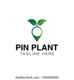 Creative flat pin-plant Logo design template