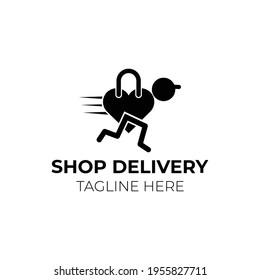 Creative flat shop delivery Logo design template