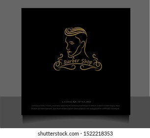Creative flat style of barber shop logo icon vector ilustration template. Modern line sketch in eps 10.