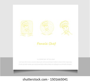 Creative flat style of female chef logo icon vector ilustration template. Modern line sketch in eps 10.