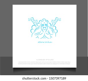 Creative flat style of gorilla logo icon vector ilustration template. Modern line sketch in eps 10.